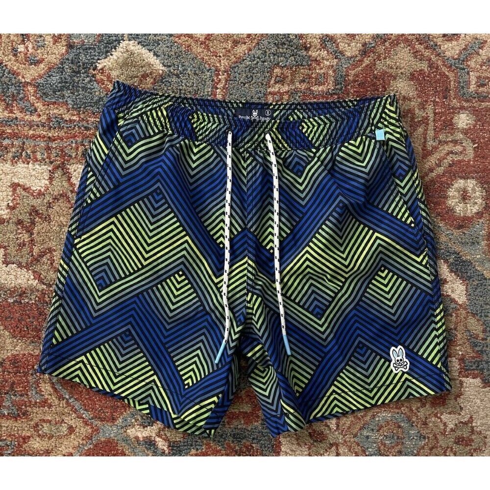 Psycho Bunny Blue and Green Swim Shorts